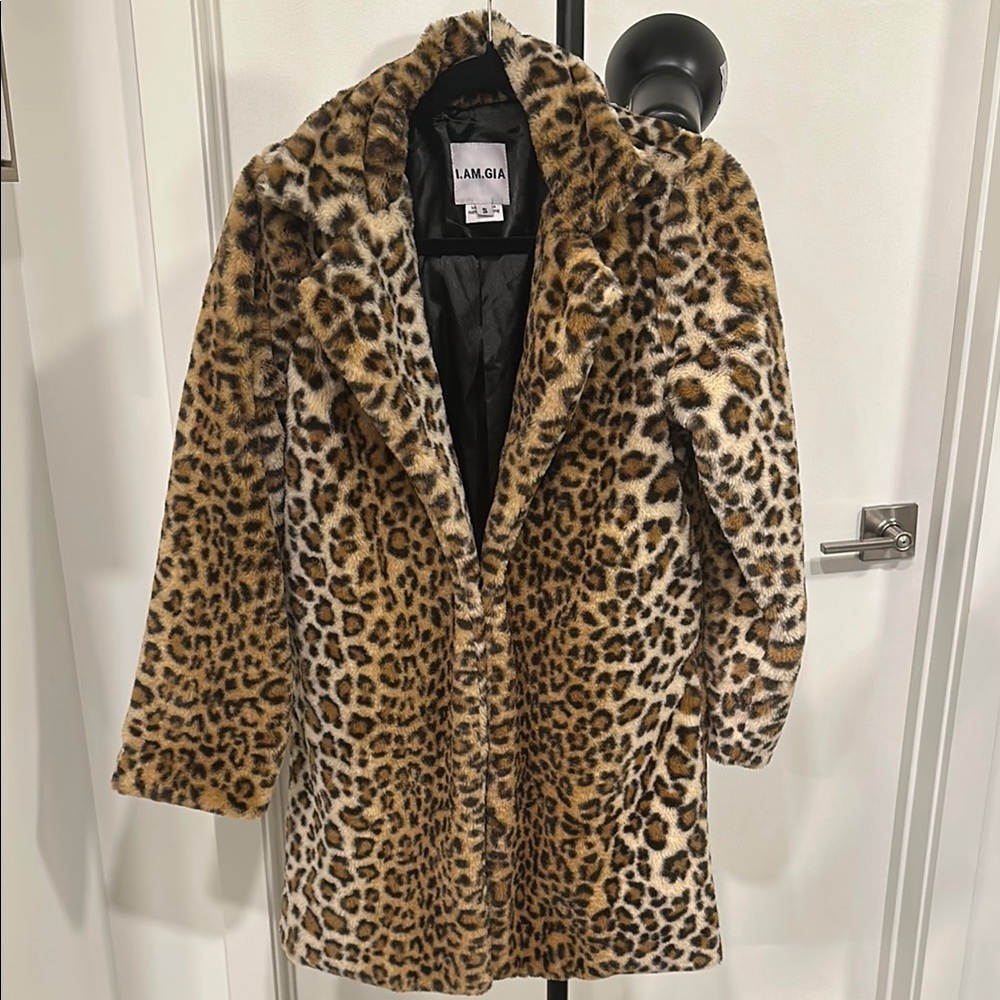 Leopard Print Faux Fur Coat